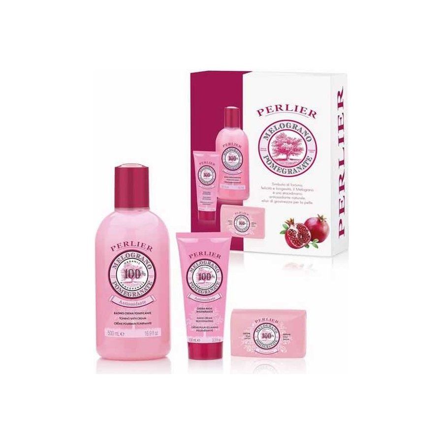Perlier Gift Box Pomegranate Bath And Soap And Hand Cream  